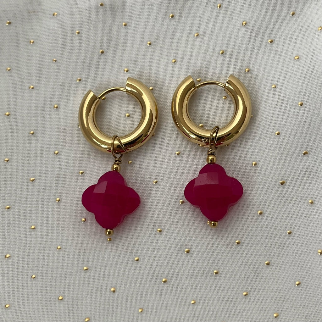 Oorbel Lenthe - roze & zwart