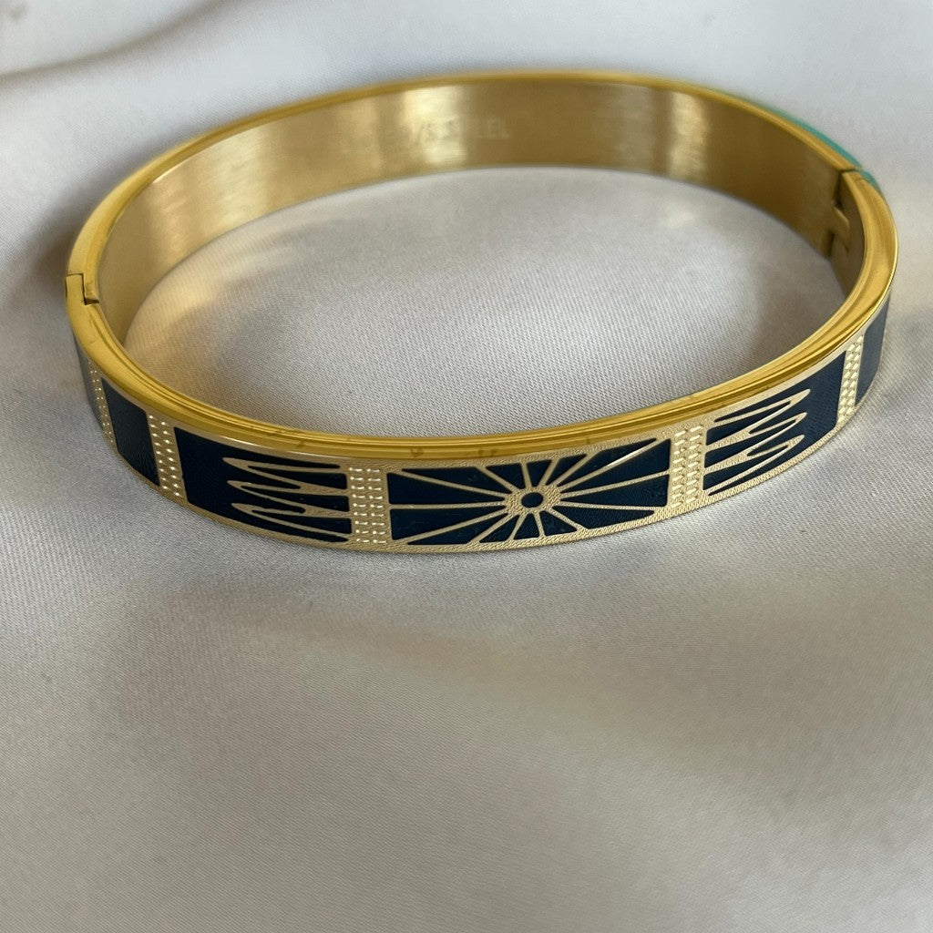 Armband Agnes goud - donkerblauw & groenblauw