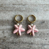 Oorbel Jule goud - rood & blauw & roze & groen