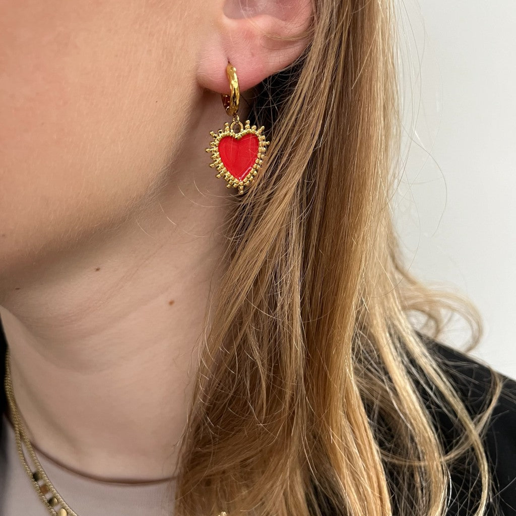 Oorbel Brigit - zilver & goud (rood) & goud (roze)