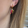 Oorbel Odette goud - roze & wit