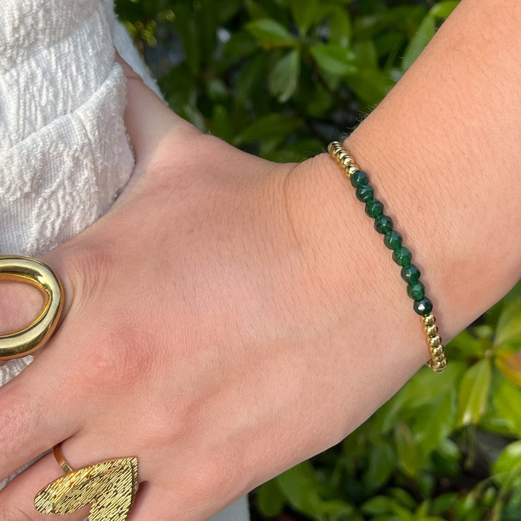 Armband Babs goud - groen & roze & blauw & oranje