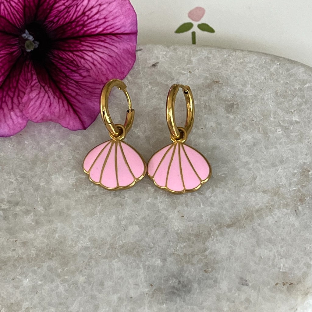 Oorbel Liss goud - roze & wit