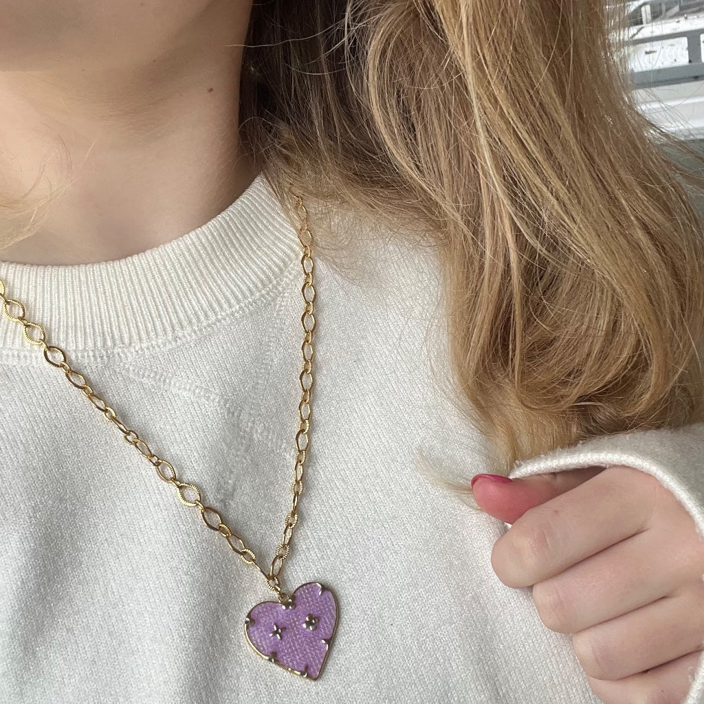 Ketting Novi goud - blauw & paars & roze