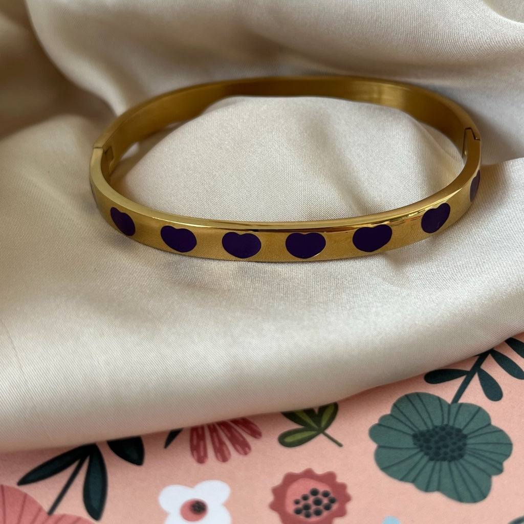 Armband Mollie goud - paars & oranje & bruin