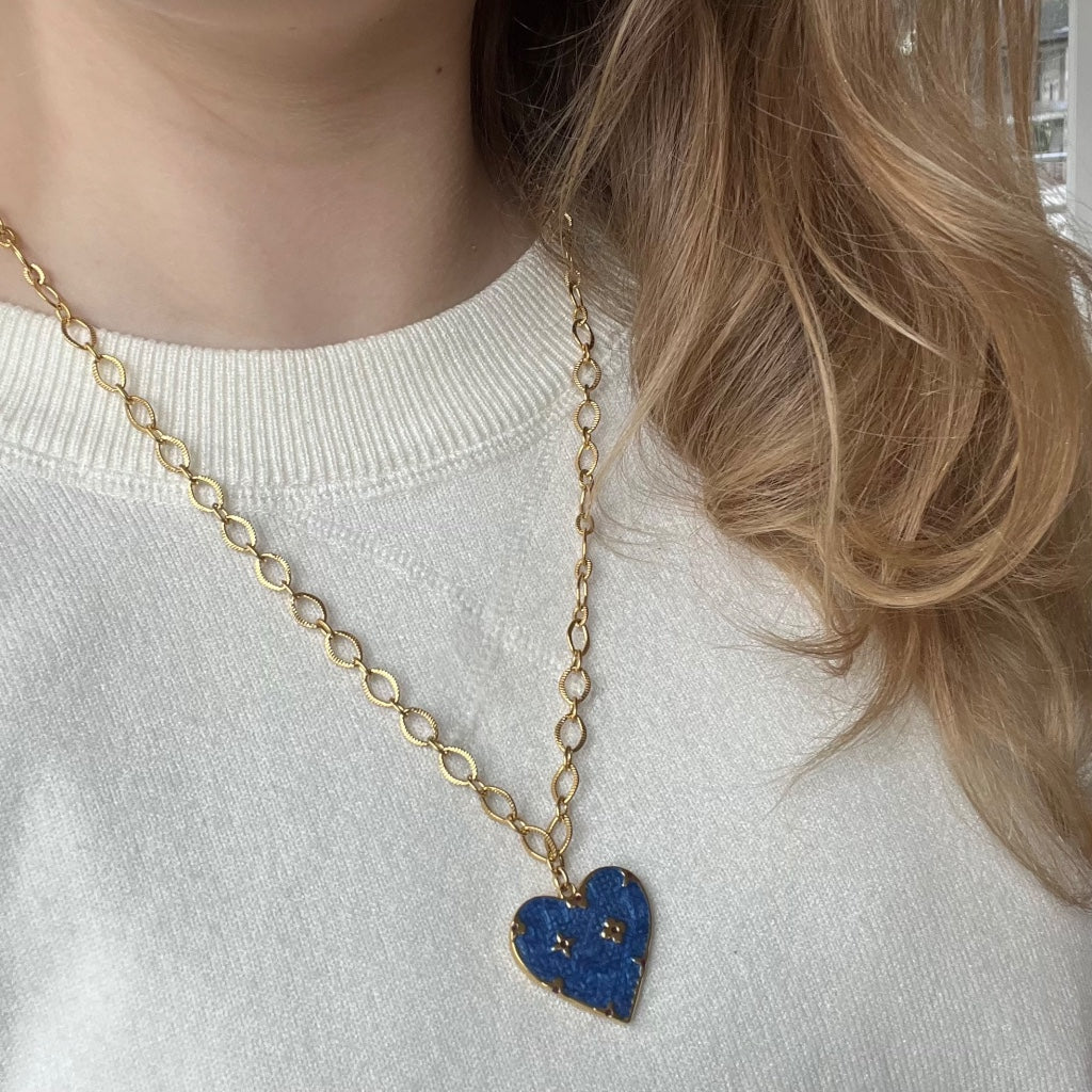Ketting Novi goud - blauw & paars & roze