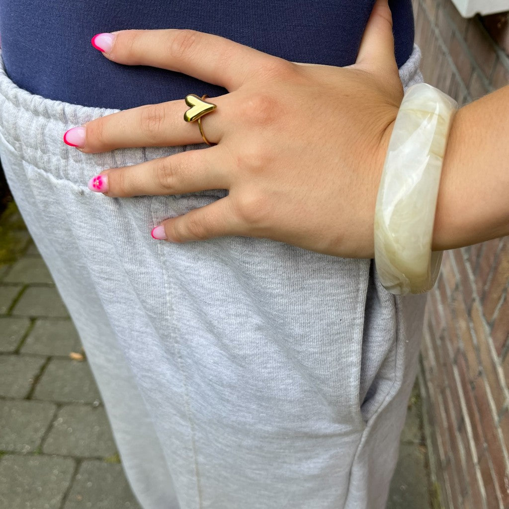 Armband Suzanne goud - oranje & roze & wit
