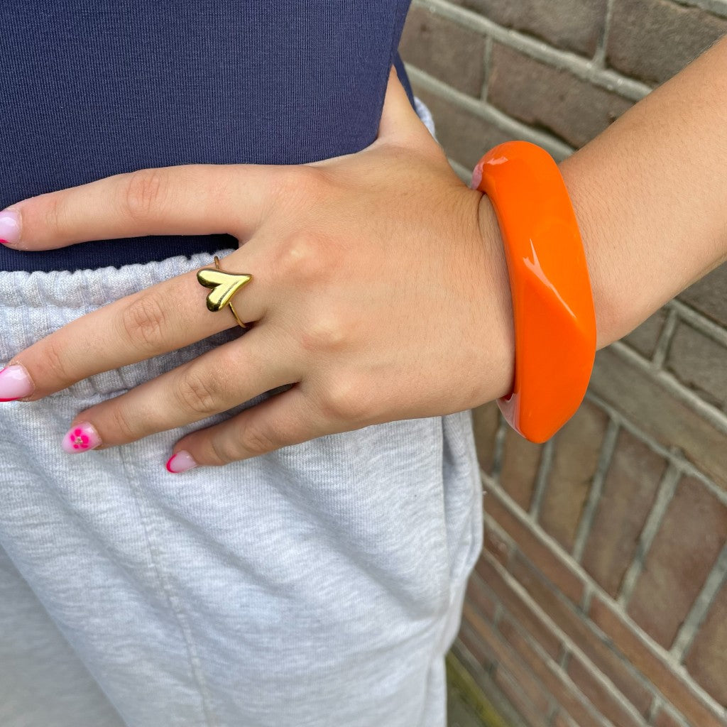 Armband Suzanne goud - oranje & roze & wit