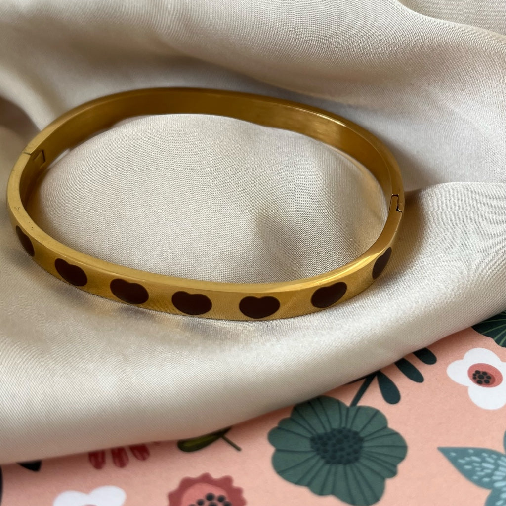 Armband Mollie goud - paars & oranje & bruin