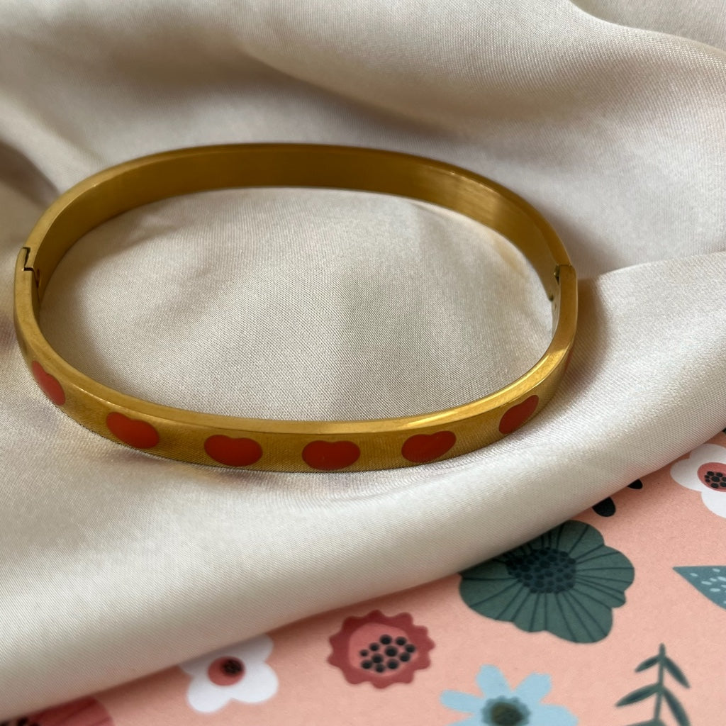 Armband Mollie goud - paars & oranje & bruin