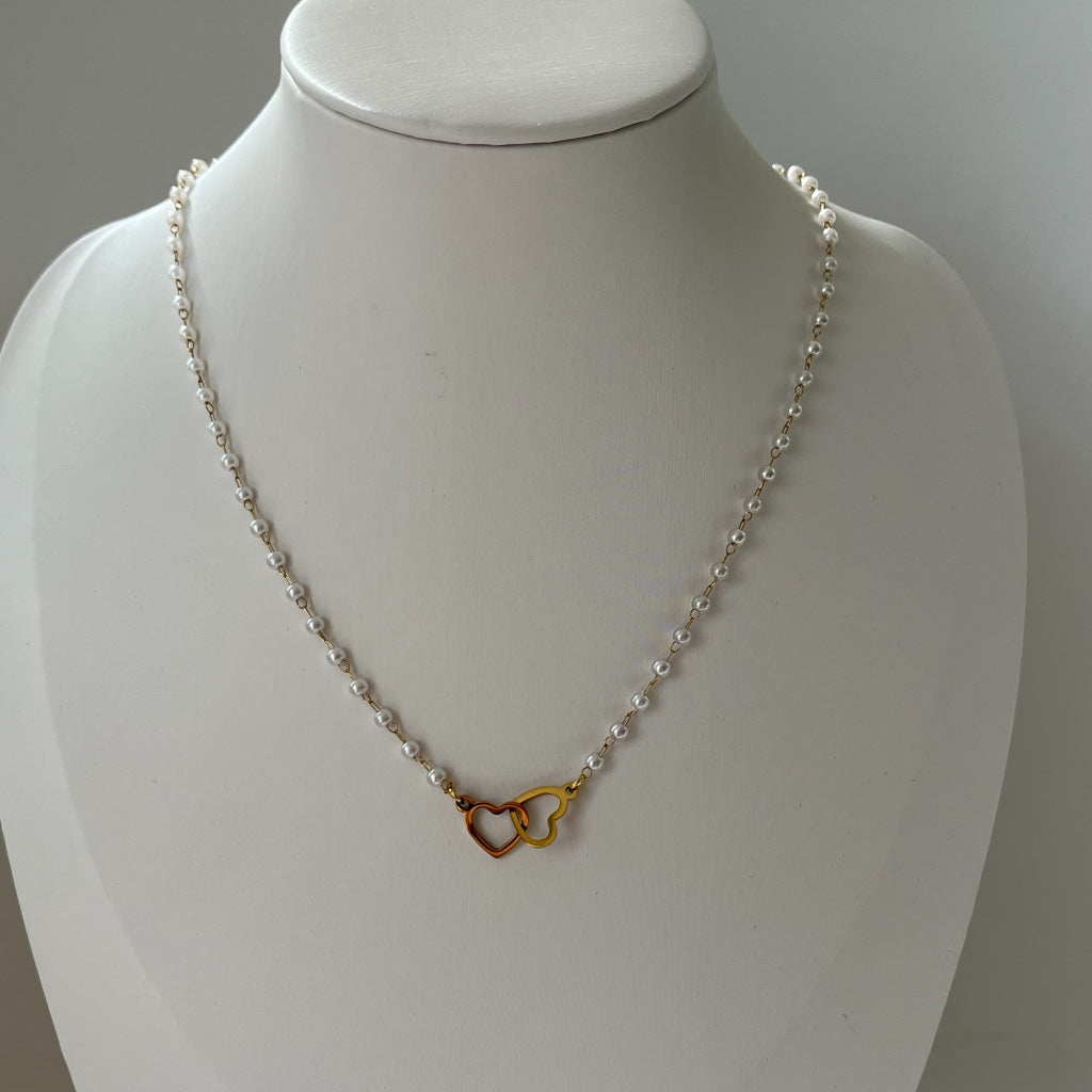 Ketting Rozemarijn goud - zwart & wit