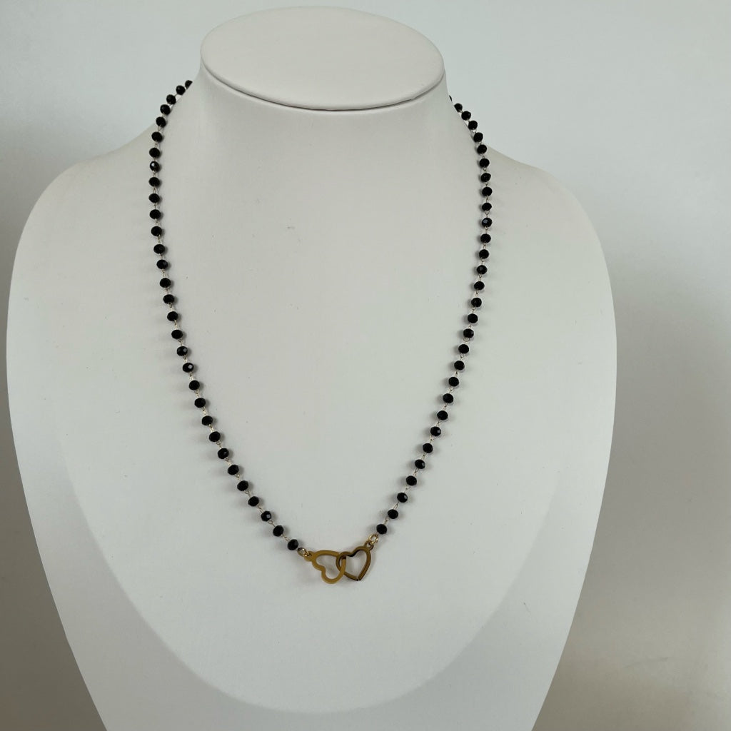 Ketting Rozemarijn goud - zwart & wit