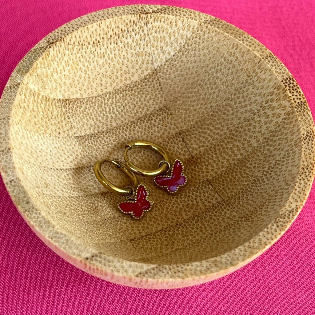 Kids oorbel Fiore - zilver (rood) & goud (rood)  & zilver (groen)