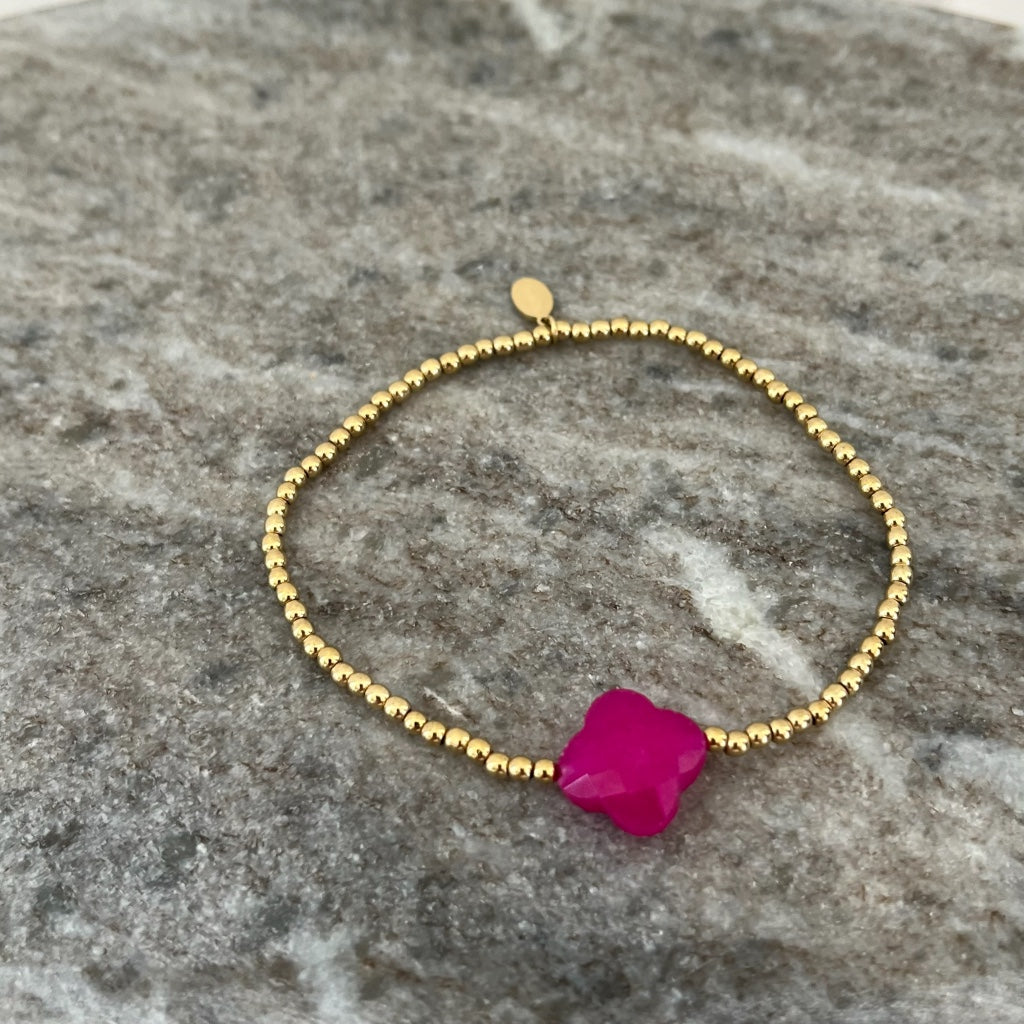 Armband Jane goud - groen & fuchsia & oranje