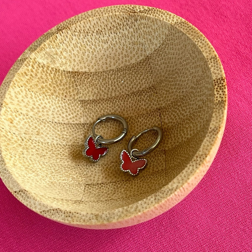 Kids oorbel Fiore - zilver (rood) & goud (rood)  & zilver (groen)