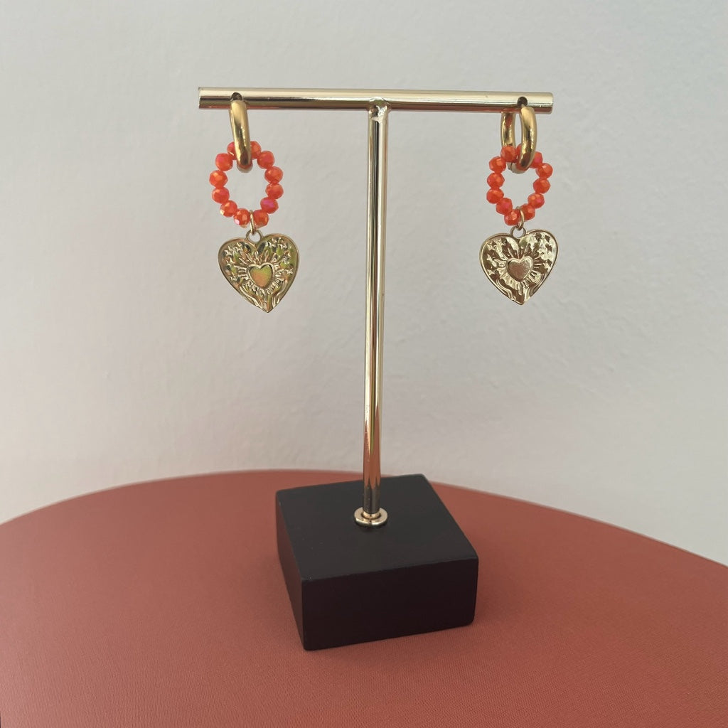 Oorbel Fleurtje - zilver &  goud (oranje) & goud (roze)