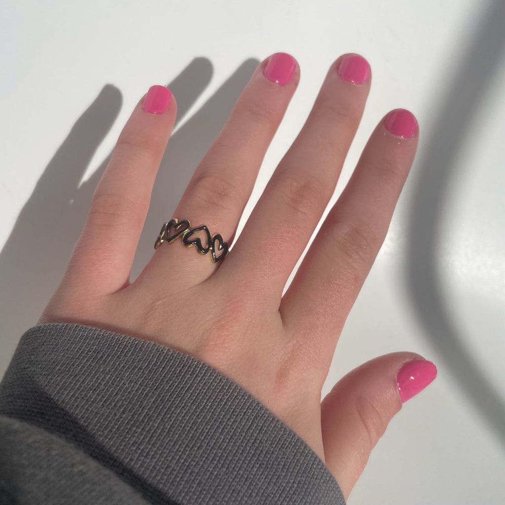 Ring Lonneke goud - zwart & wit