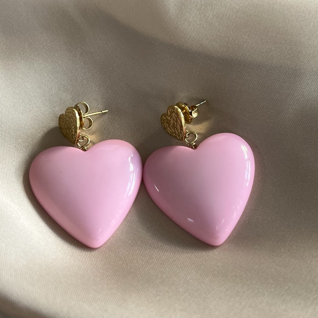 Oorbel Corine goud - roze & lichtroze