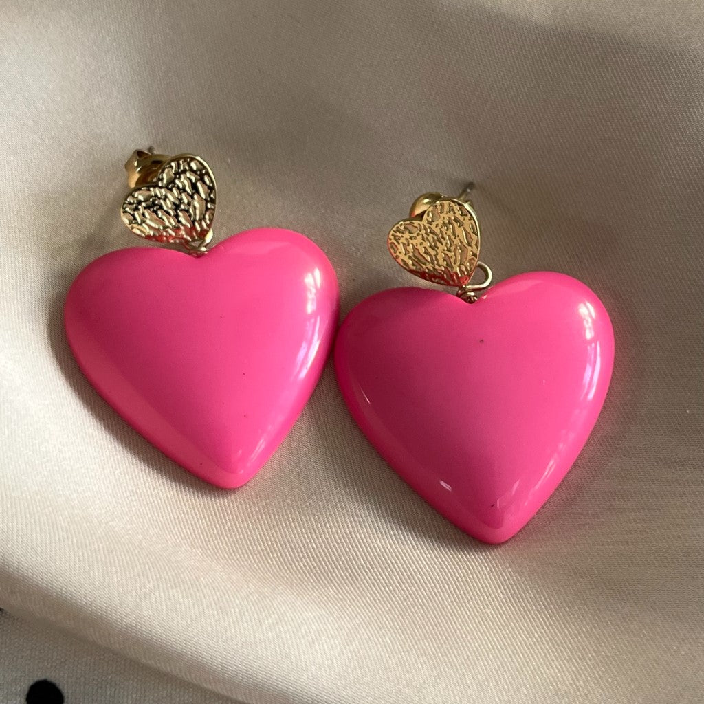Oorbel Corine goud - roze & lichtroze