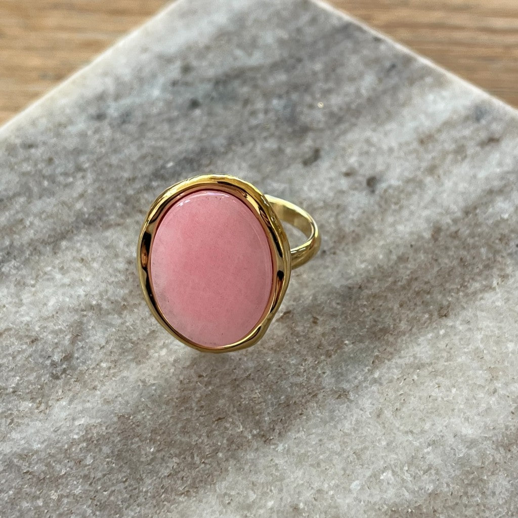 Ring Ellemijn goud - roze & groen