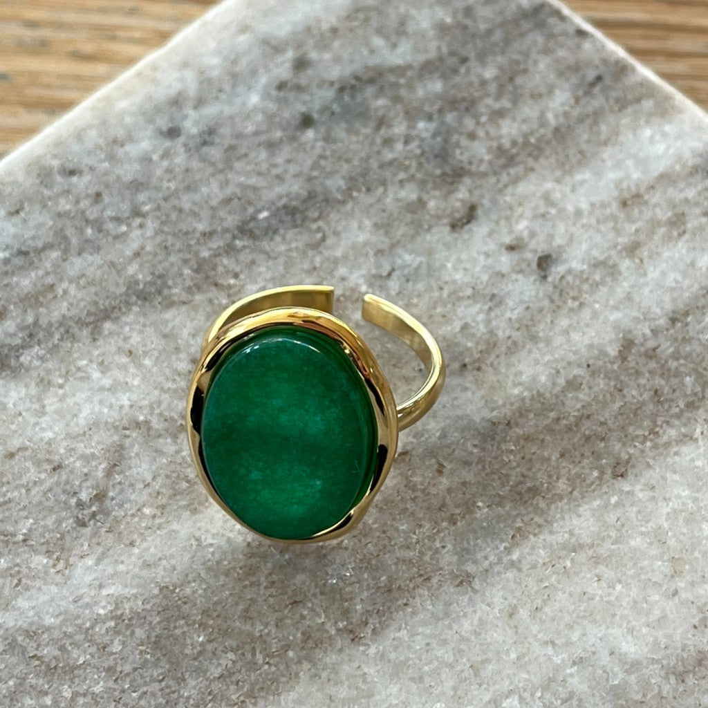 Ring Ellemijn goud - roze & groen