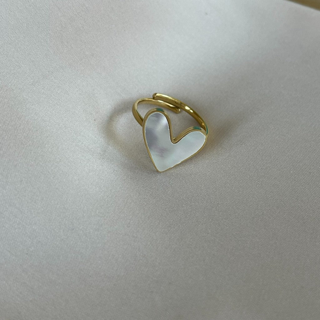Ring Doortje goud - rood & wit