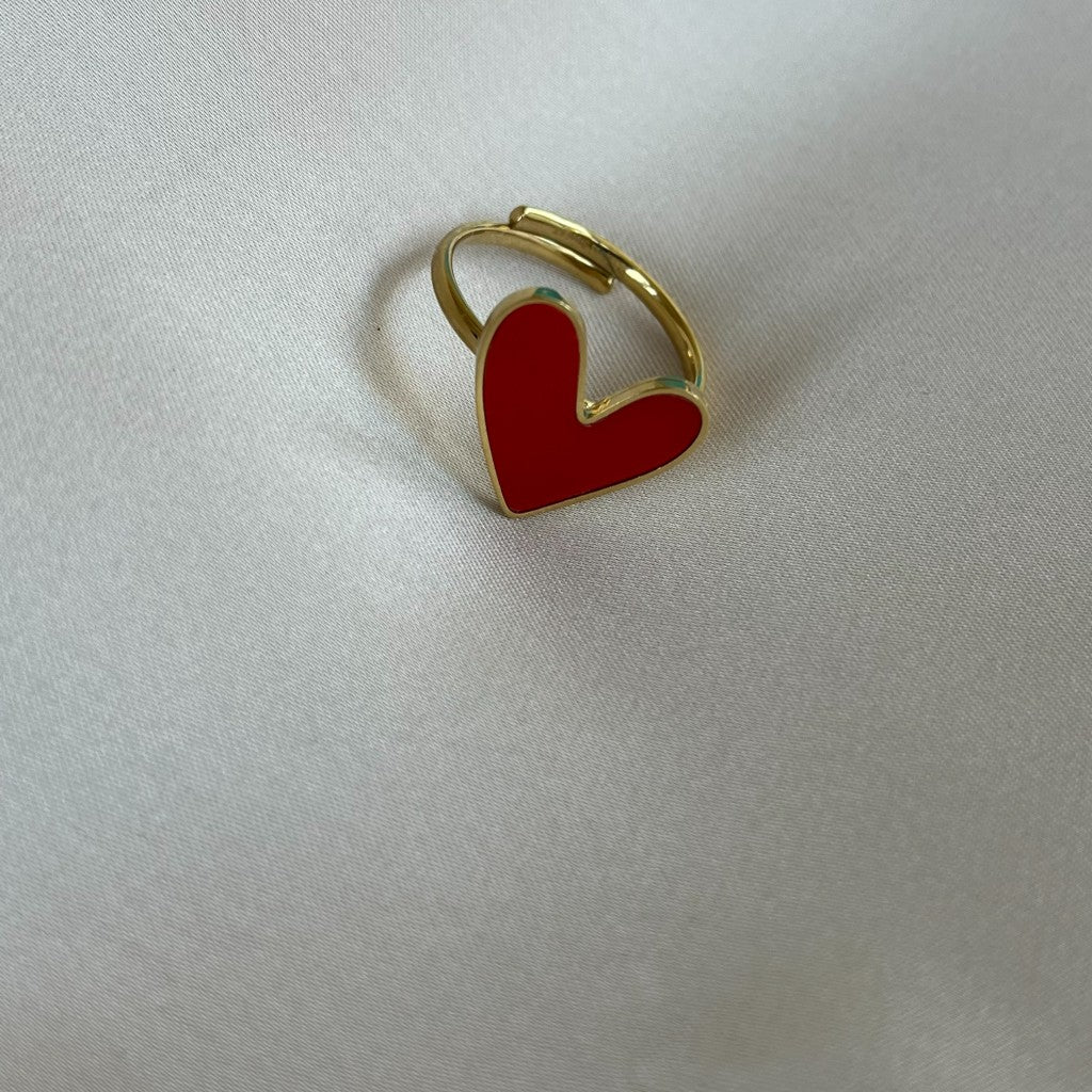 Ring Doortje goud - rood & wit
