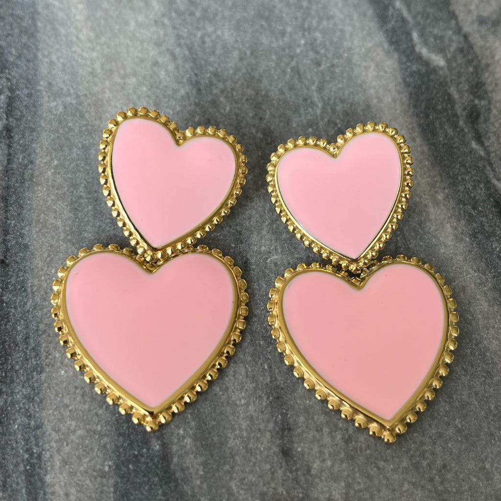 Oorbel Amy - roze & beige