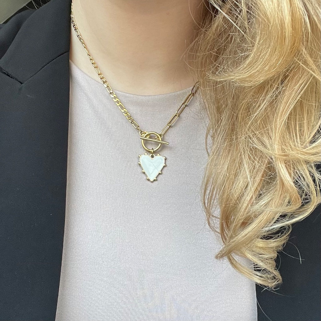 Ketting Hilde goud - wit & zwart