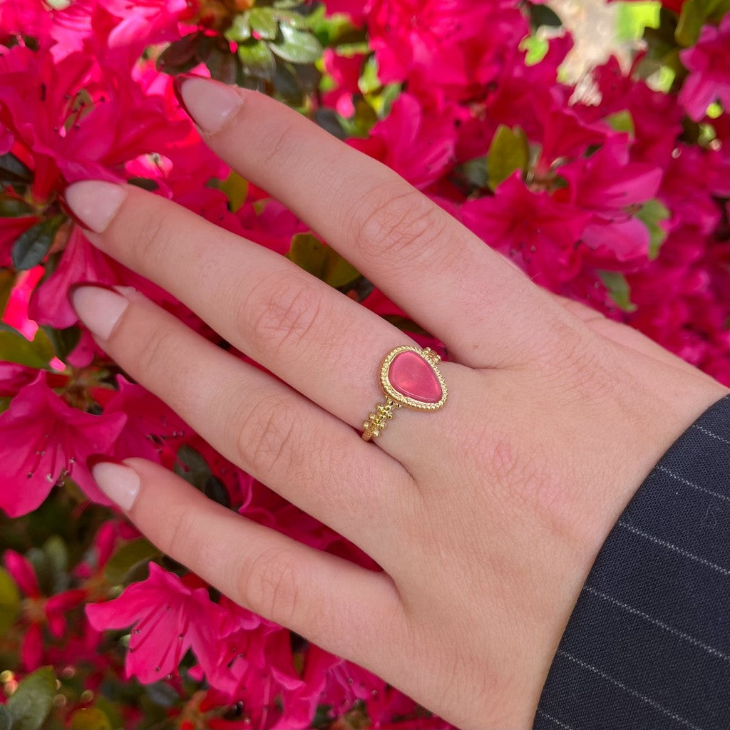 Ring Elinne goud - roze & zwart
