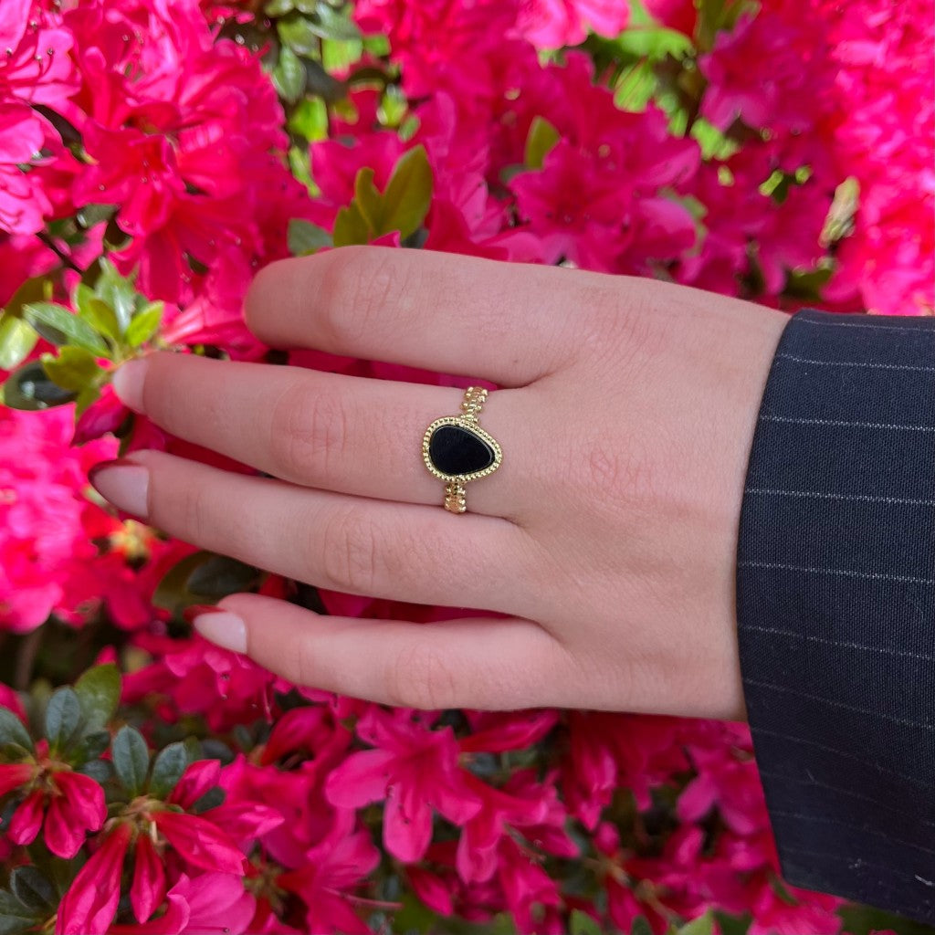 Ring Elinne goud - roze & zwart